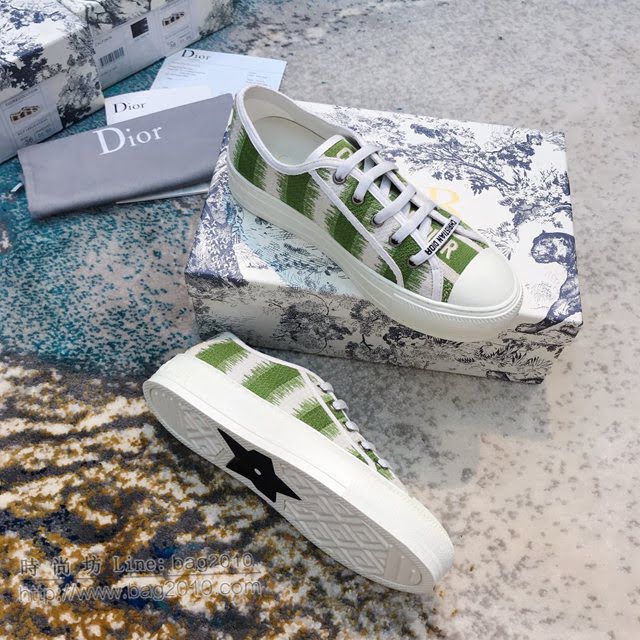 DIOR女鞋 迪奧2021專櫃新款立體刺繡墊腳板鞋 Dior彩虹系列刺繡系帶休閒鞋  naq1547
